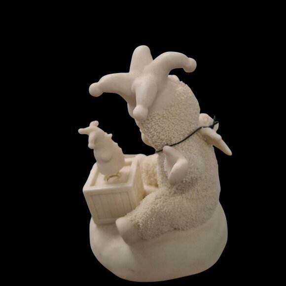 Department 56 Snowbabies Figurine With Jack-In-The-Box Clown In White Porcelain - Picture 4 of 7